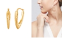 Macy's Polished Diamond Cut Oval Hoop Earrings in 10K Yellow Gold